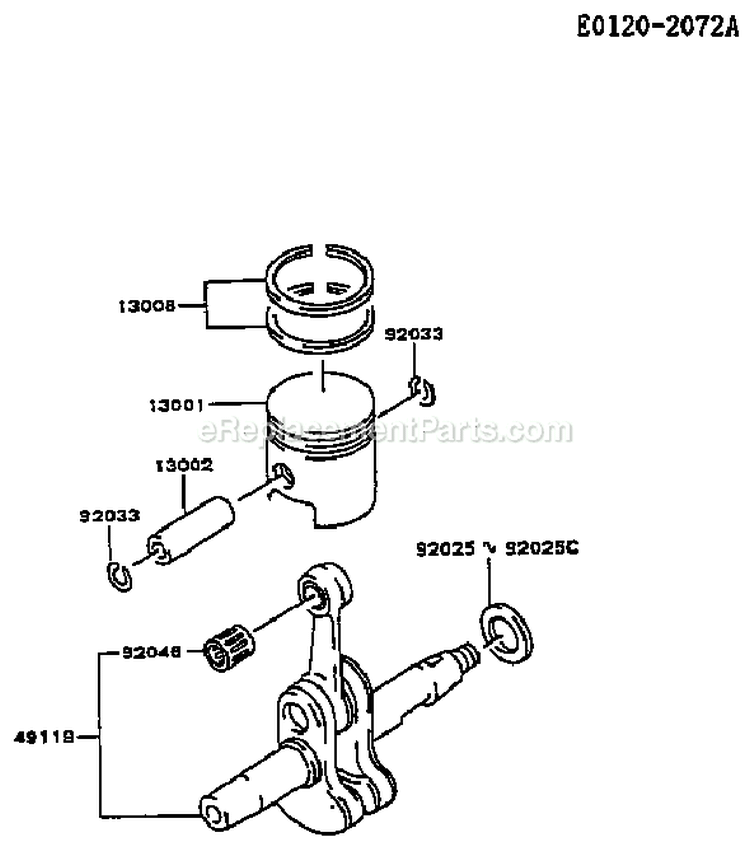 Page K Diagram and Parts List for TF022D AS01 Kawasaki Engine