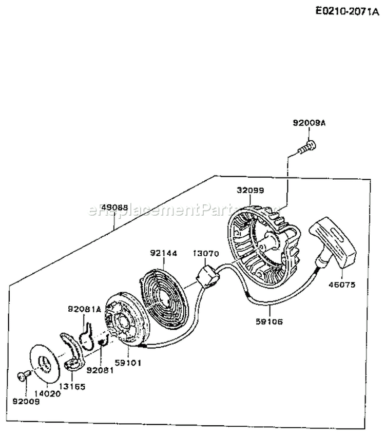 Page L Diagram and Parts List for TF022D AS01 Kawasaki Engine