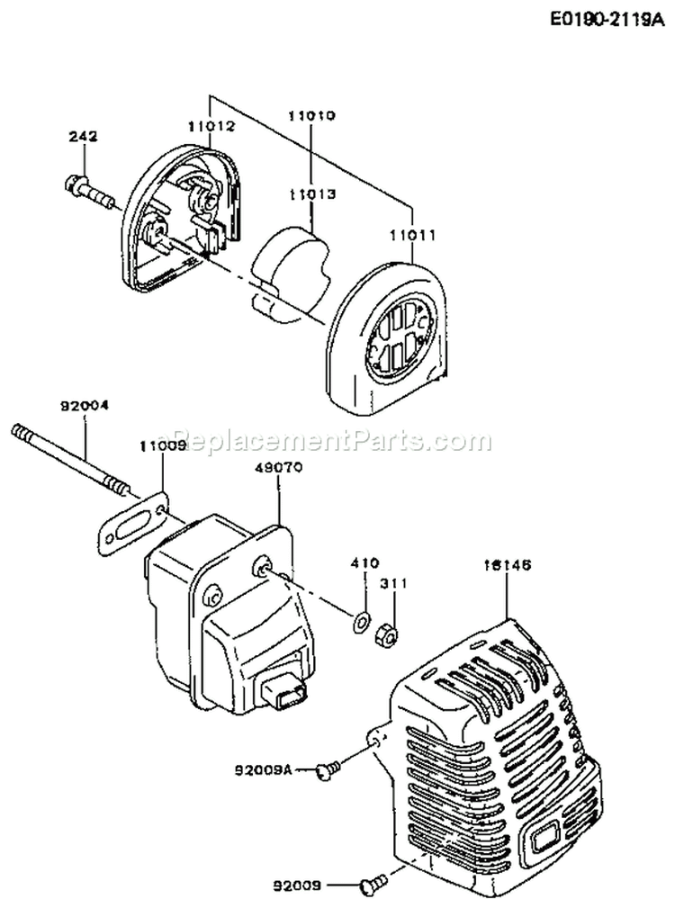 Page B Diagram and Parts List for TF022D AS01 Kawasaki Engine