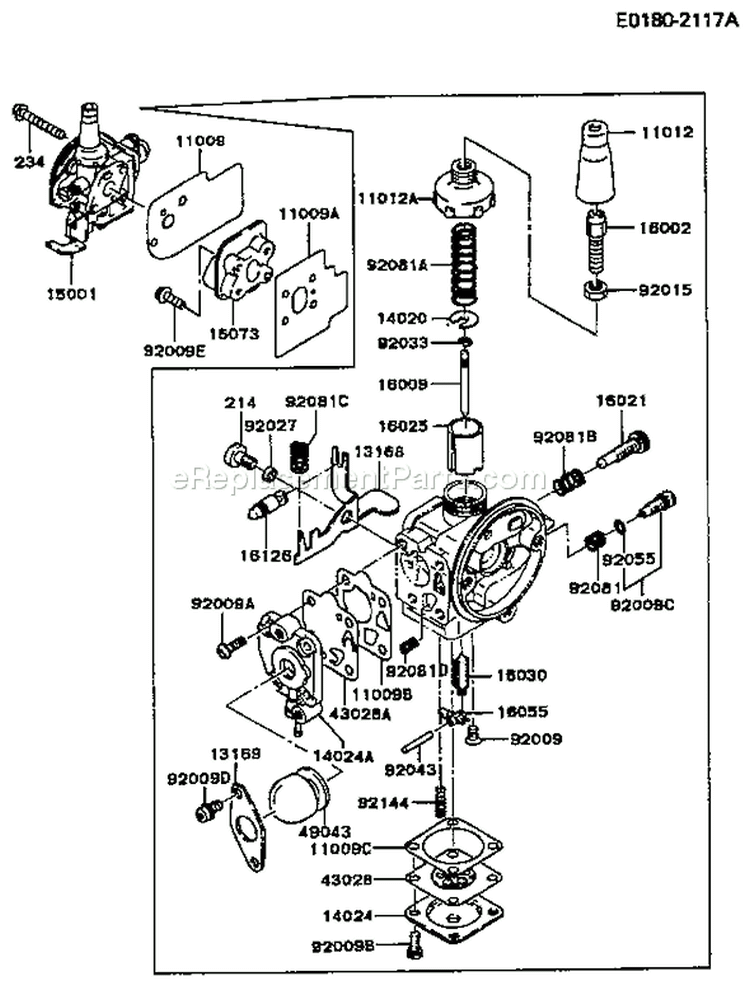 Page C Diagram and Parts List for TF022D AS01 Kawasaki Engine