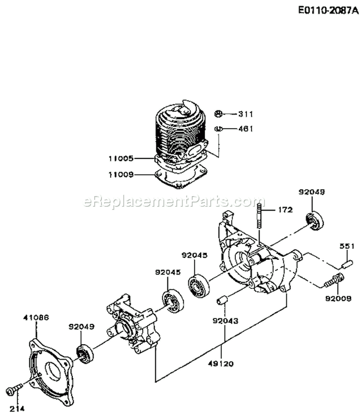 Page F Diagram and Parts List for TF022D AS01 Kawasaki Engine