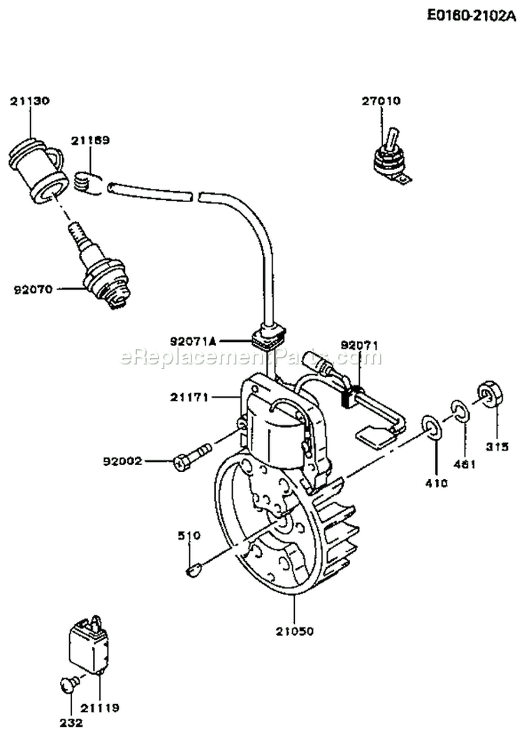 Page G Diagram and Parts List for TF022D AS00 Kawasaki Engine