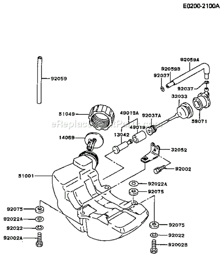 Page H Diagram and Parts List for TF022D AS01 Kawasaki Engine