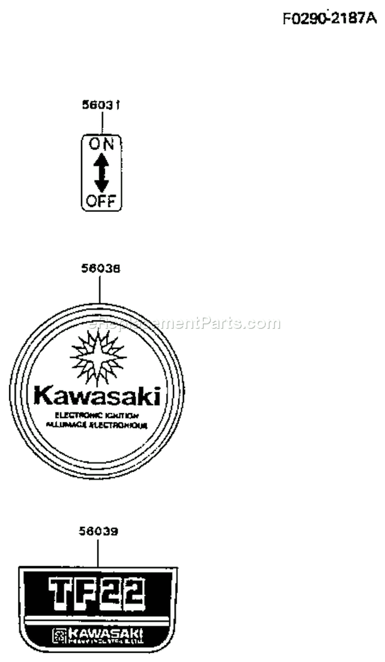 Page I Diagram and Parts List for TF022D AS01 Kawasaki Engine