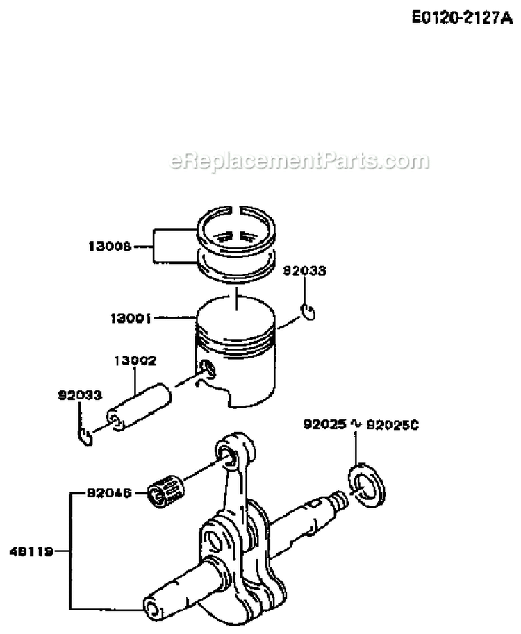 Page K Diagram and Parts List for TF022D AS02 Kawasaki Engine