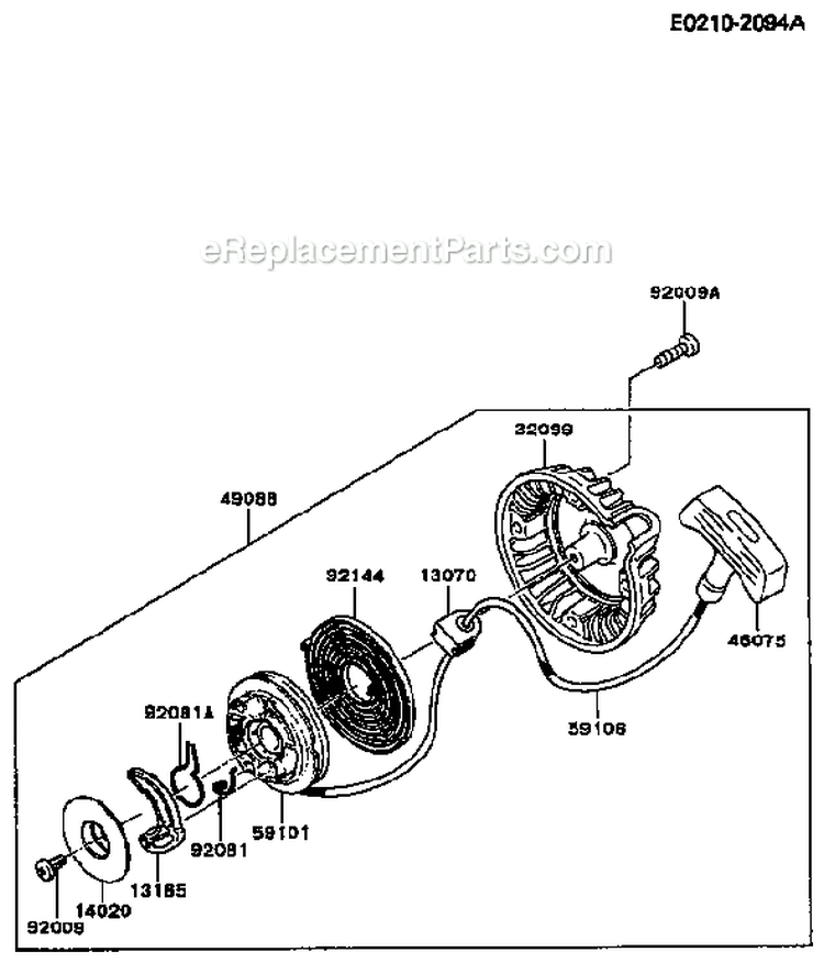 Page L Diagram and Parts List for TF022D AS02 Kawasaki Engine