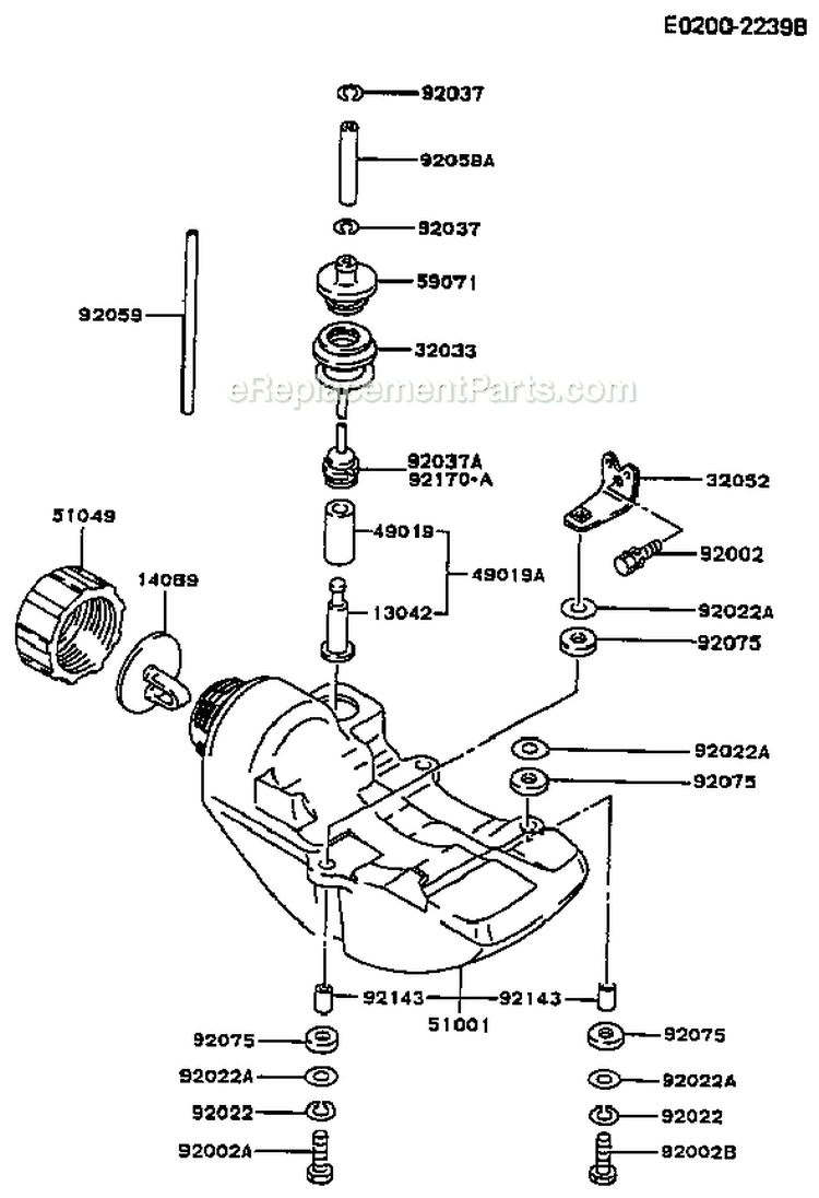 Page H Diagram and Parts List for TF022D AS02 Kawasaki Engine