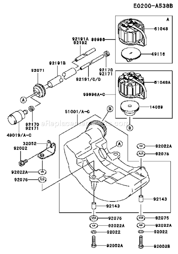 Page G Diagram and Parts List for TF022D BF73 Kawasaki Engine