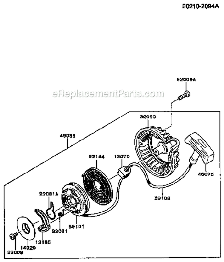 Page L Diagram and Parts List for TF022D BS02 Kawasaki Engine