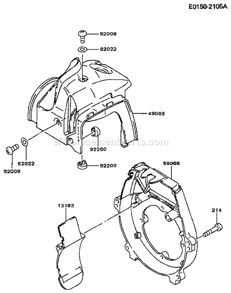 Page E Diagram and Parts List for TF022D AS00 Kawasaki Engine