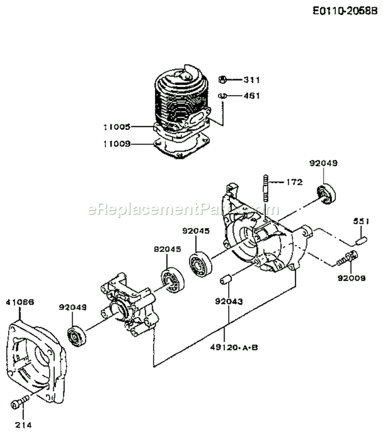 Page F Diagram and Parts List for TF022D BS02 Kawasaki Engine