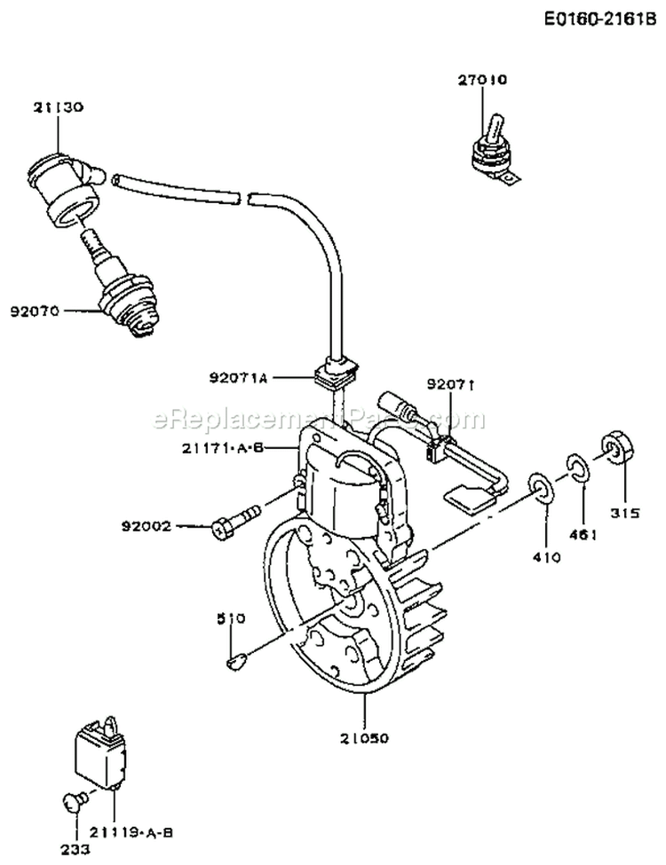Page G Diagram and Parts List for TF022D BS02 Kawasaki Engine