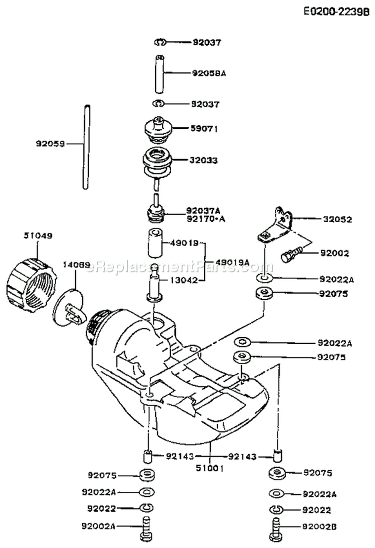 Page H Diagram and Parts List for TF022D BS02 Kawasaki Engine