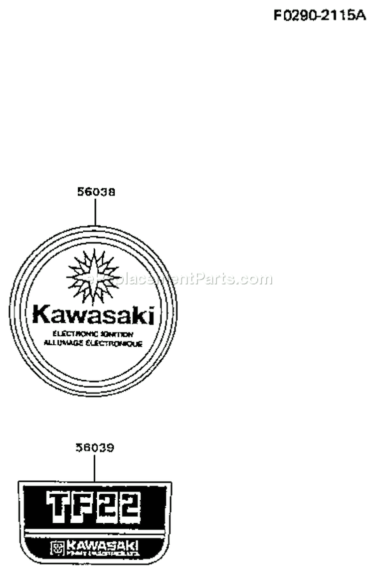 Page I Diagram and Parts List for TF022D AS00 Kawasaki Engine