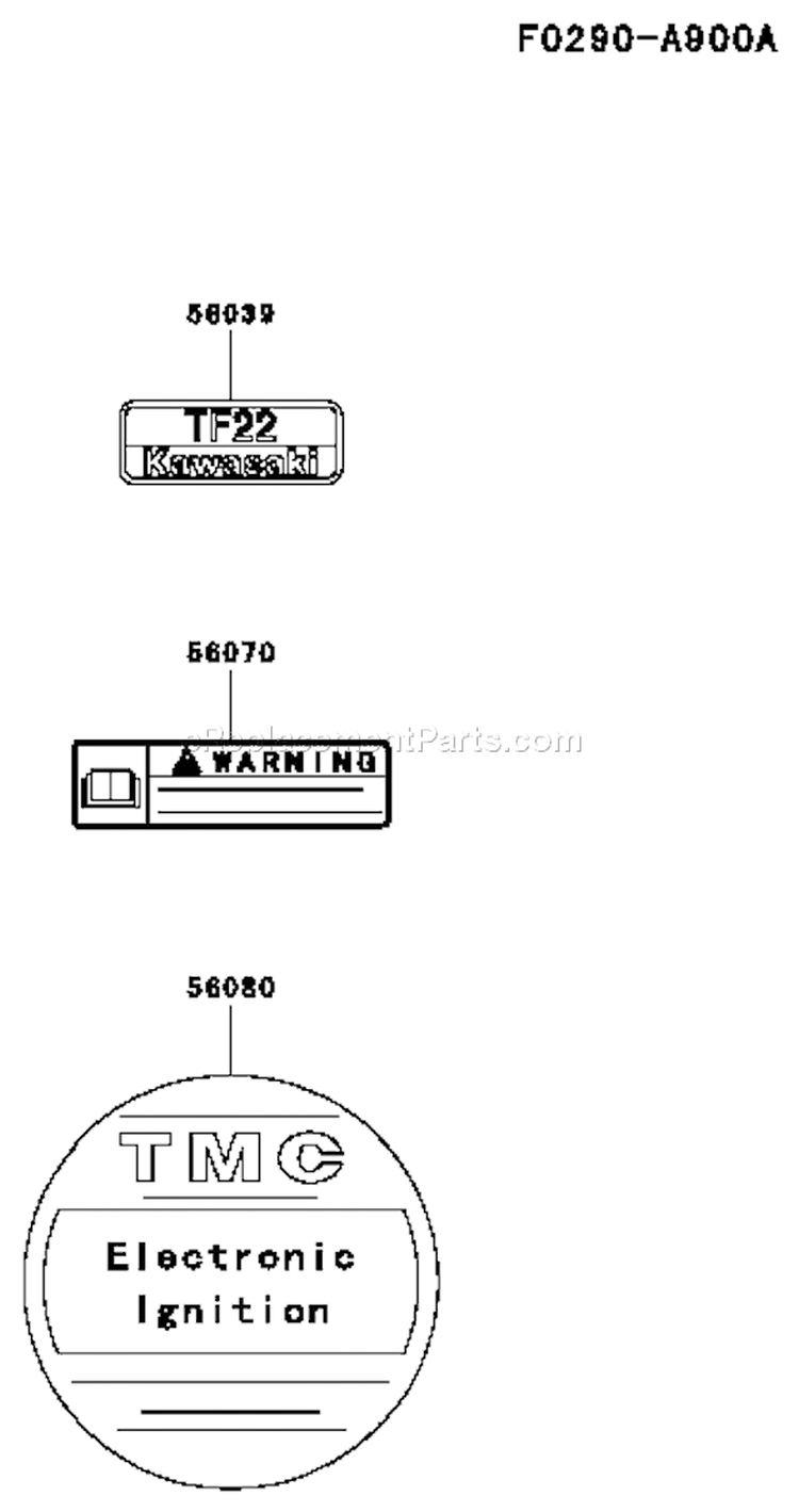 Page H Diagram and Parts List for TF022D BF73 Kawasaki Engine