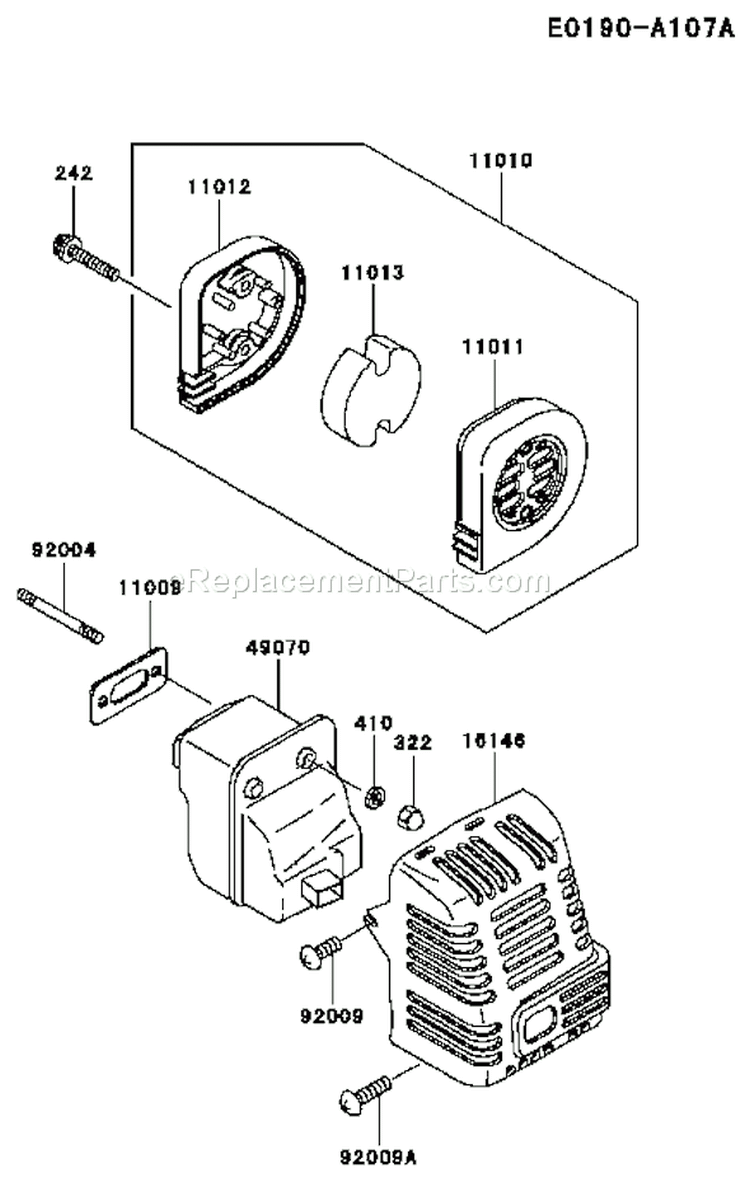 Page B Diagram and Parts List for TF022D CL40 Kawasaki Engine