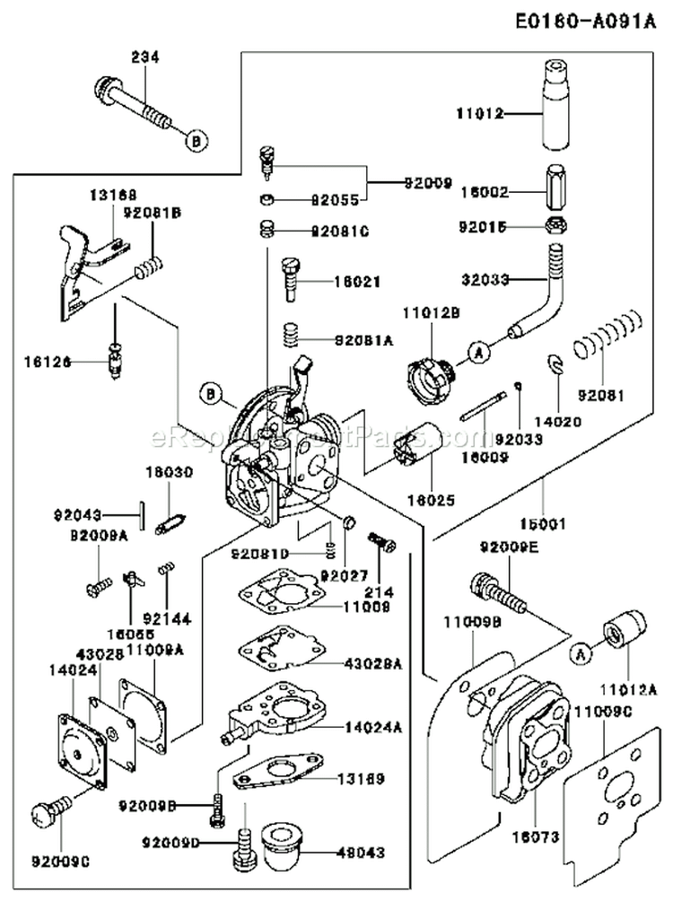 Page C Diagram and Parts List for TF022D BL40 Kawasaki Engine