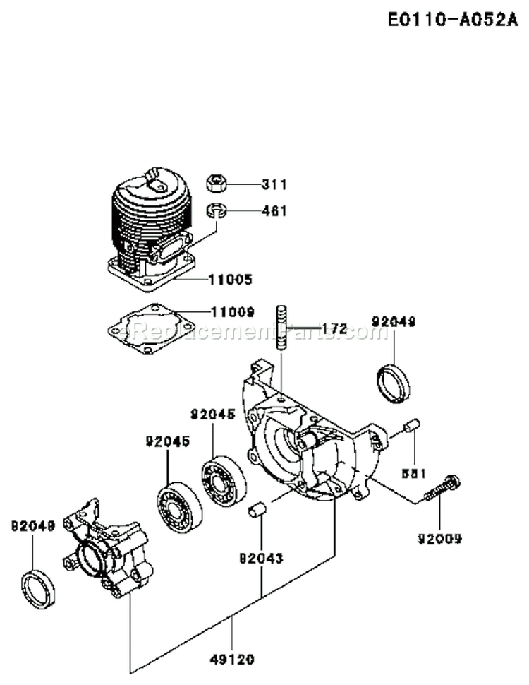 Page F Diagram and Parts List for TF022D BL40 Kawasaki Engine