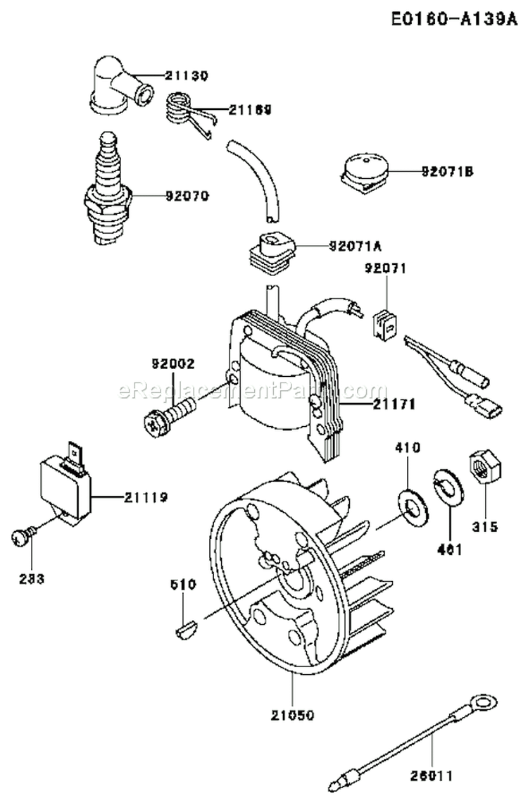 Page G Diagram and Parts List for TF022D BL40 Kawasaki Engine