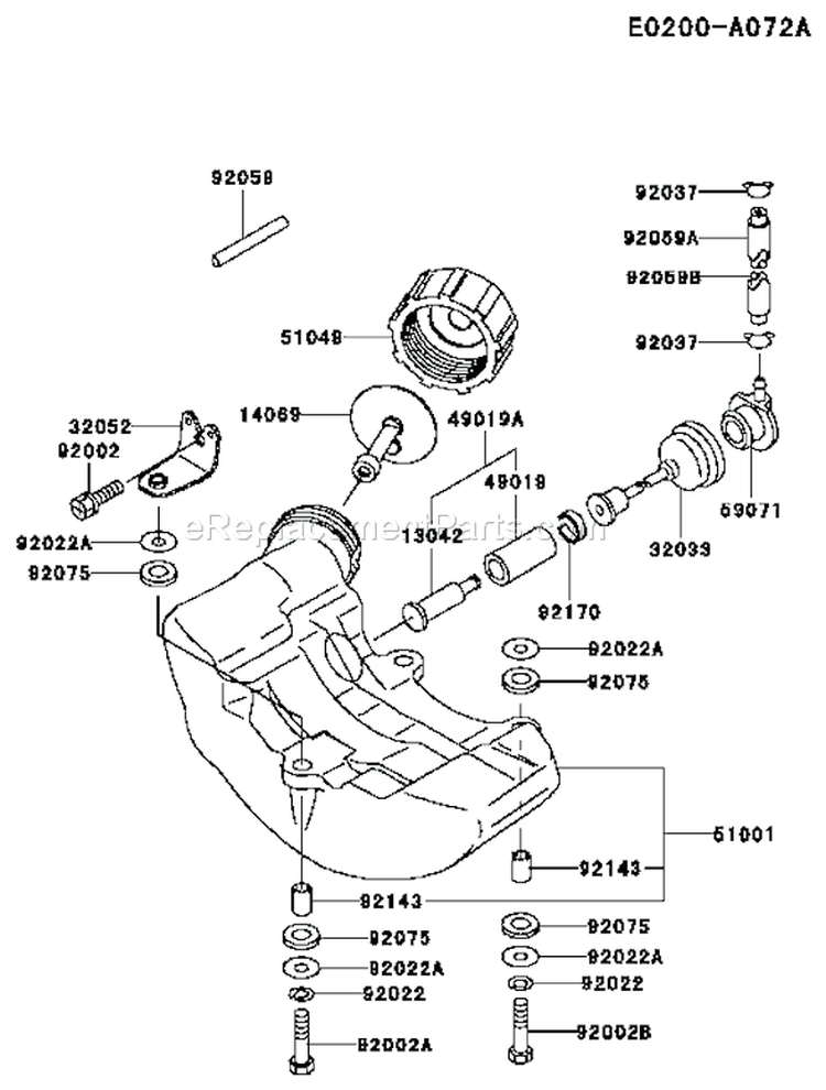 Page H Diagram and Parts List for TF022D BL40 Kawasaki Engine