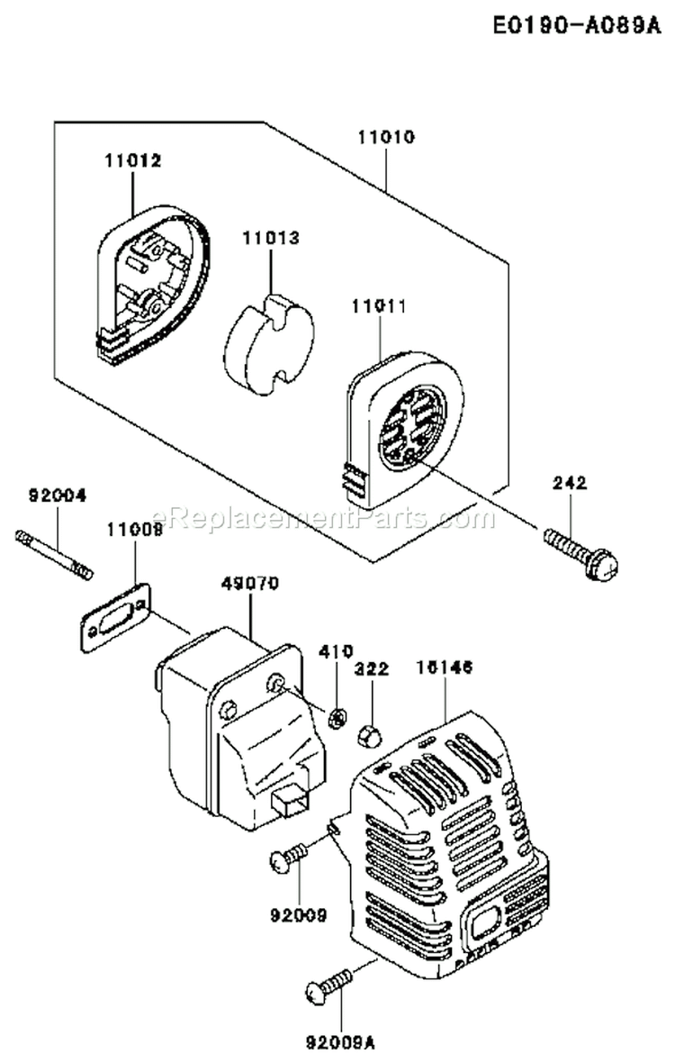 Page B Diagram and Parts List for TF022D BL40 Kawasaki Engine