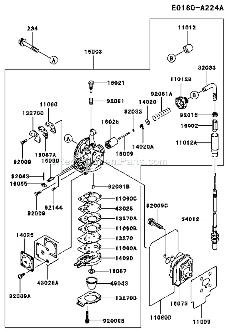 Page C Diagram and Parts List for TF022D DL40 Kawasaki Engine