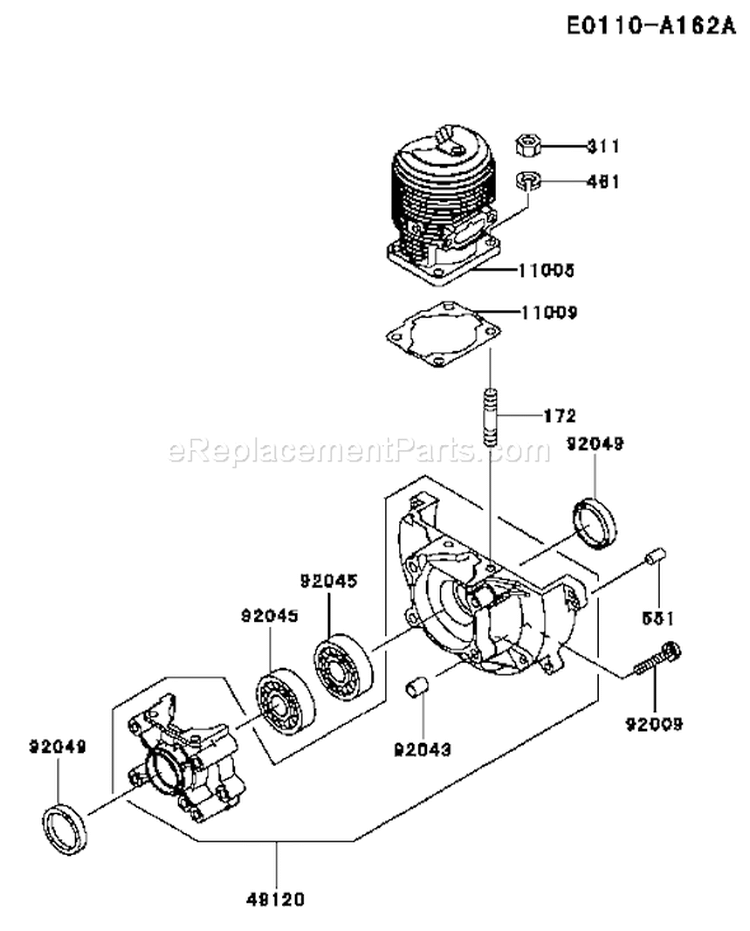 Page F Diagram and Parts List for TF022D DL40 Kawasaki Engine