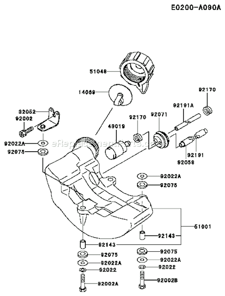 Page G Diagram and Parts List for TF022D ED05 Kawasaki Engine