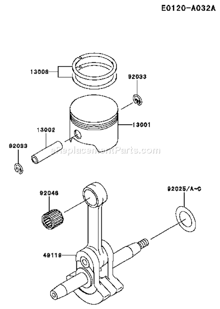 Page K Diagram and Parts List for TF022D EL40 Kawasaki Engine