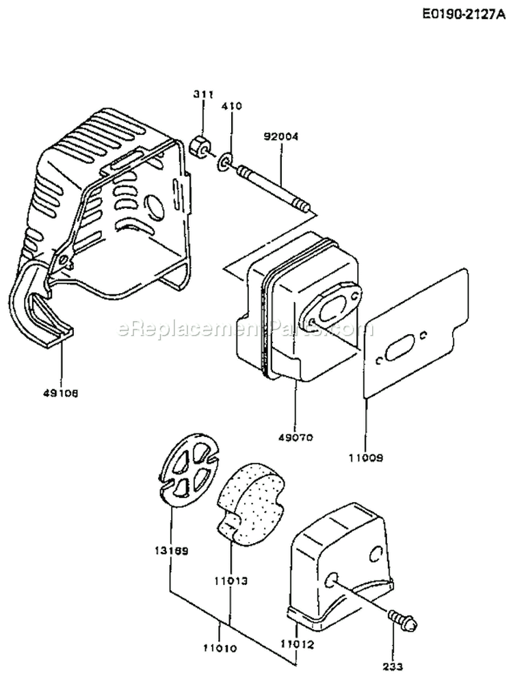 Page A Diagram and Parts List for TG020D AS00 Kawasaki Engine