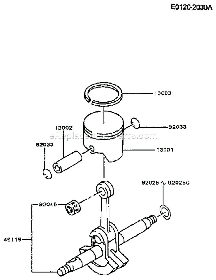 Page J Diagram and Parts List for TG020D AS00 Kawasaki Engine