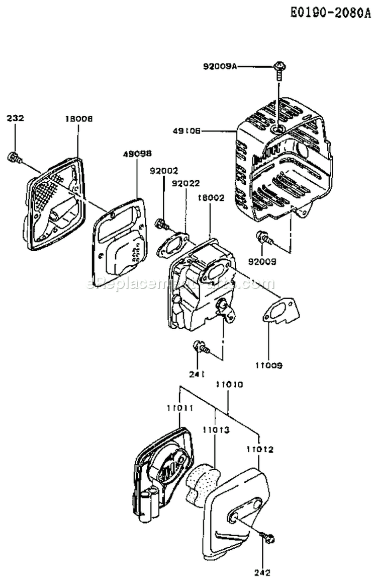 Page A Diagram and Parts List for TG024D AS00 Kawasaki Engine