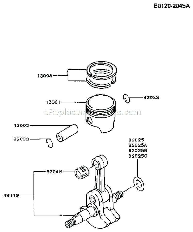 Page J Diagram and Parts List for TG024D AS00 Kawasaki Engine