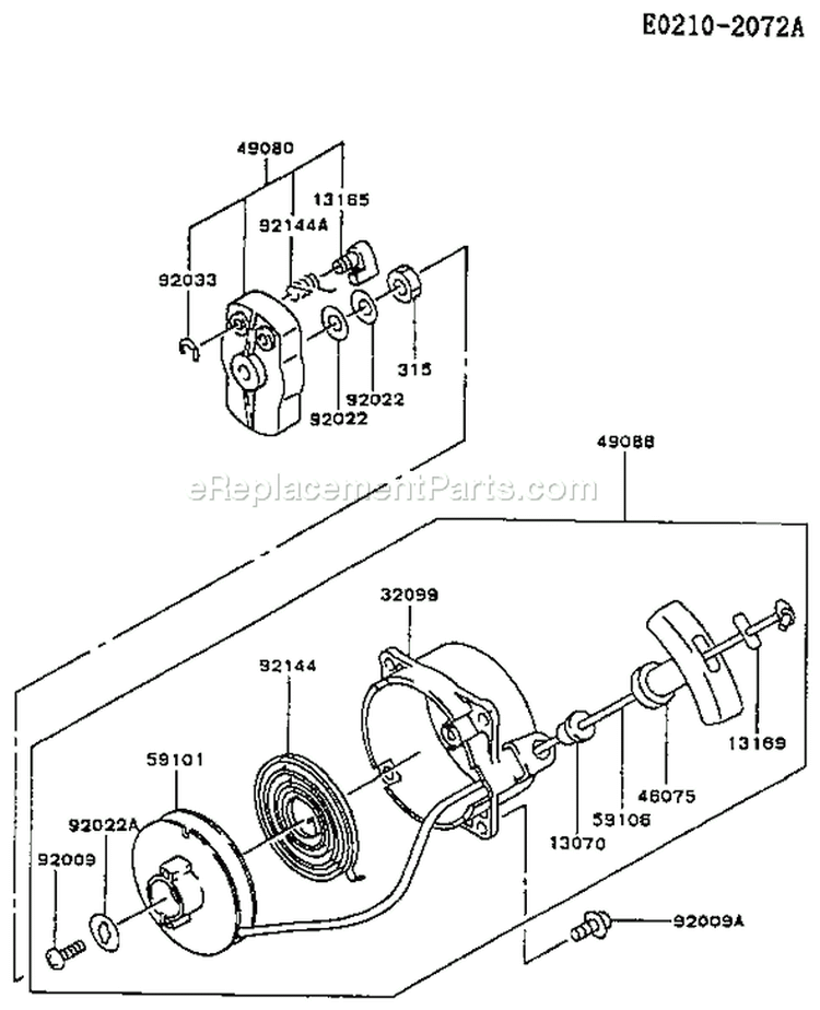 Page K Diagram and Parts List for TG024D AS00 Kawasaki Engine