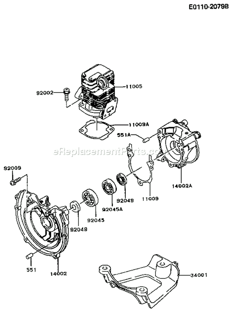 Page E Diagram and Parts List for TG024D AS00 Kawasaki Engine