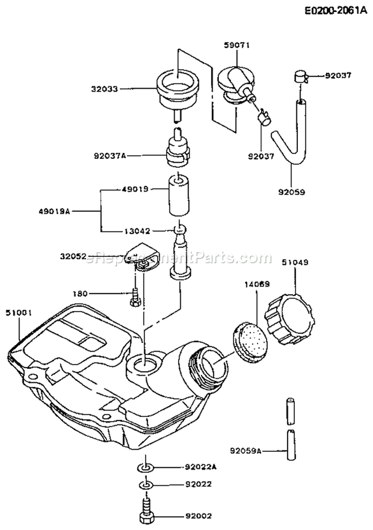 Page G Diagram and Parts List for TG024D AS00 Kawasaki Engine