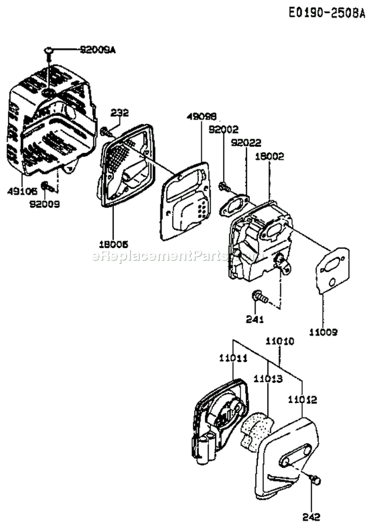 Page A Diagram and Parts List for TG028D AD04 Kawasaki Engine