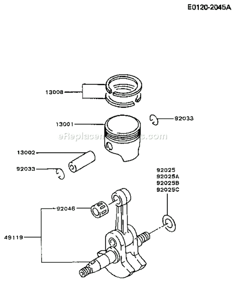 Page J Diagram and Parts List for TG028D AD04 Kawasaki Engine