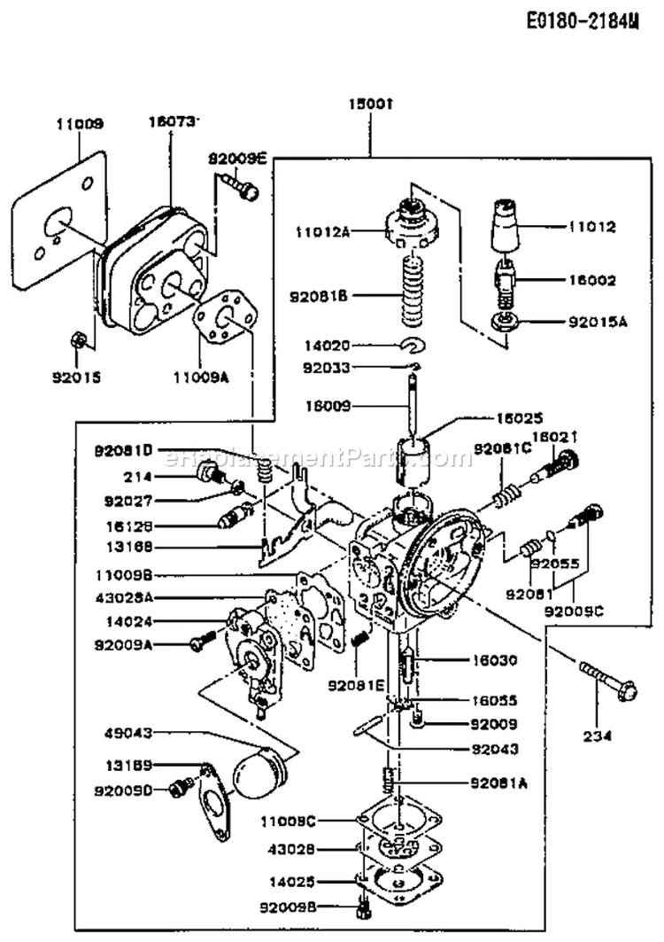 Page B Diagram and Parts List for TG028D AD04 Kawasaki Engine