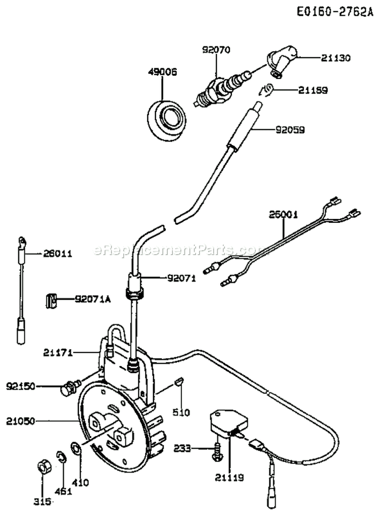 Page F Diagram and Parts List for TG028D AD04 Kawasaki Engine