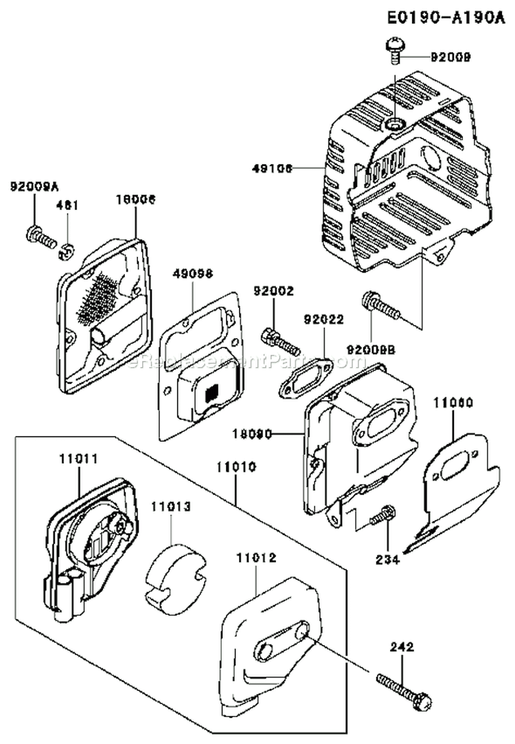 Page A Diagram and Parts List for TG028D CD04 Kawasaki Engine