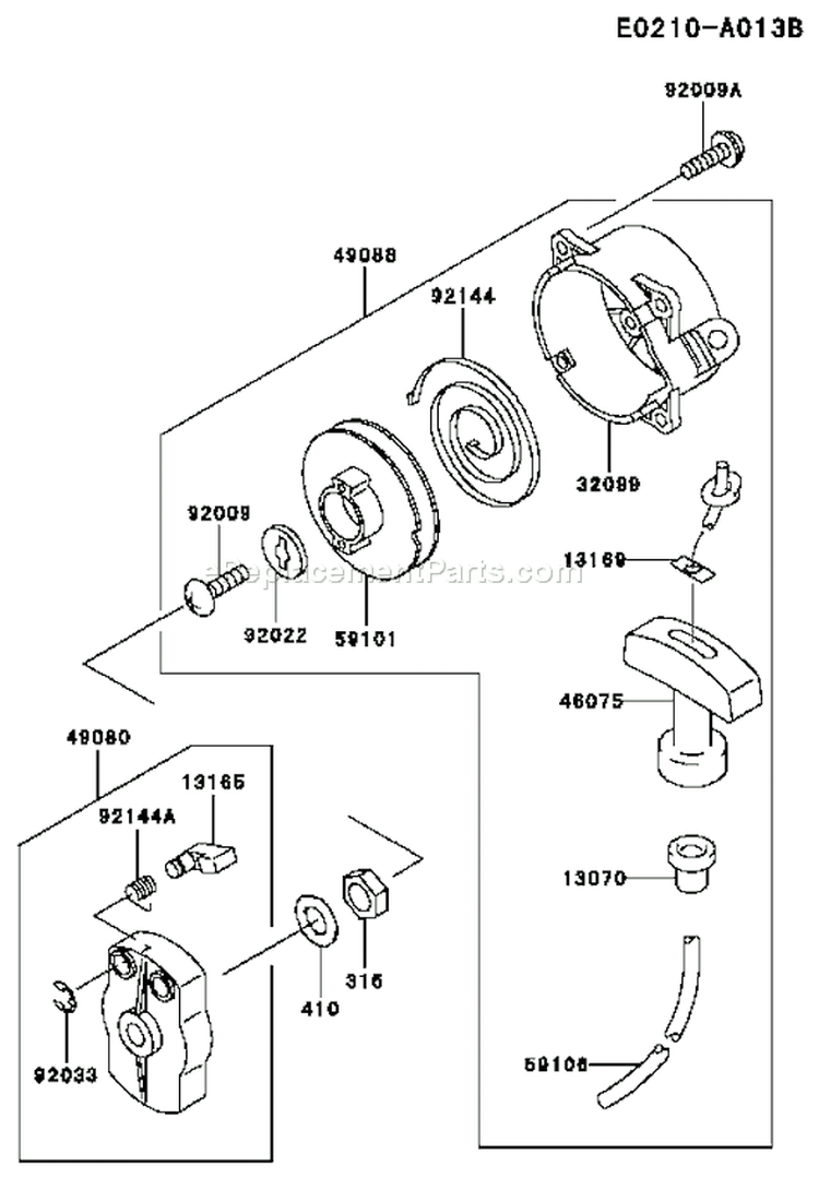 Page K Diagram and Parts List for TG028D CD04 Kawasaki Engine