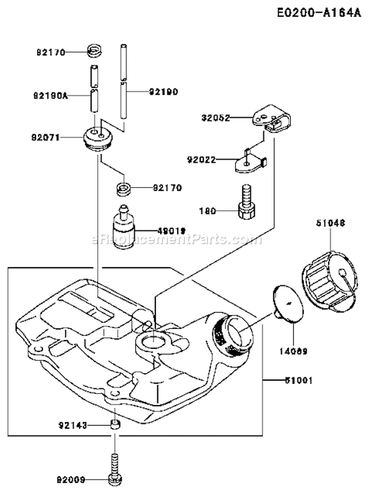 Page G Diagram and Parts List for TG028D CD04 Kawasaki Engine