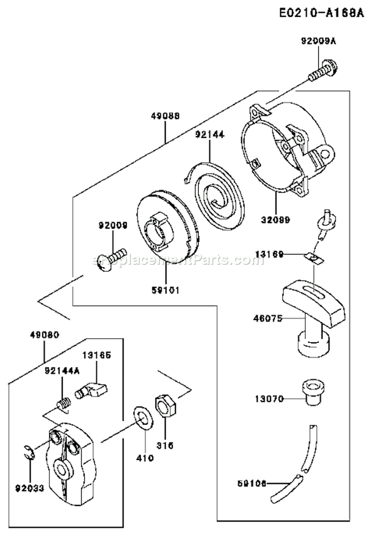 Page K Diagram and Parts List for TG028D FD04 Kawasaki Engine