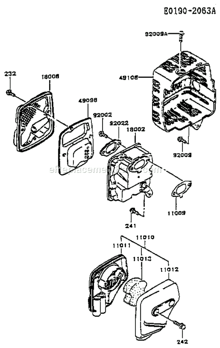 Page A Diagram and Parts List for TG033D AS00 Kawasaki Engine