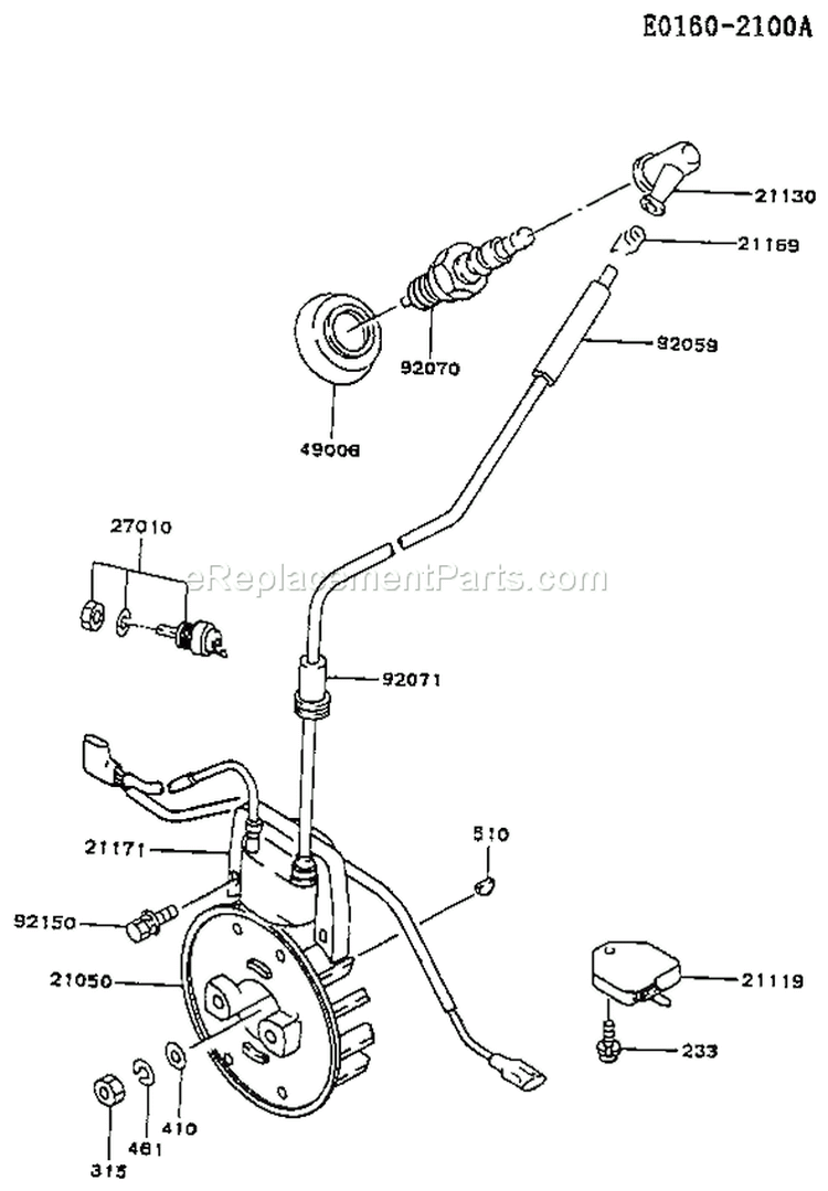 Page F Diagram and Parts List for TG033D AS00 Kawasaki Engine
