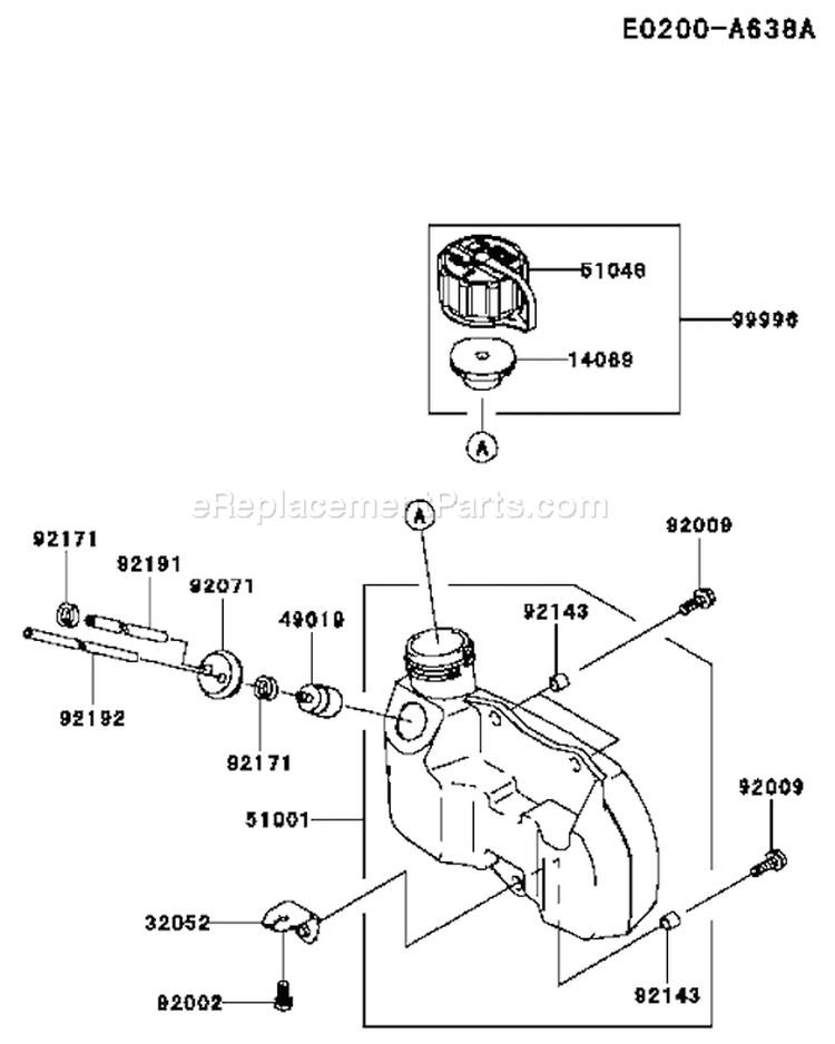 Page F Diagram and Parts List for TH023V AC55 Kawasaki Engine