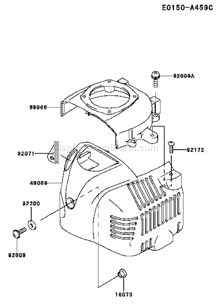 Page C Diagram and Parts List for TH023V AS50 Kawasaki Engine