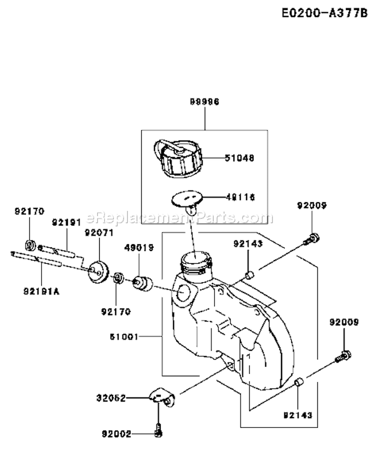 Page F Diagram and Parts List for TH023V AS50 Kawasaki Engine