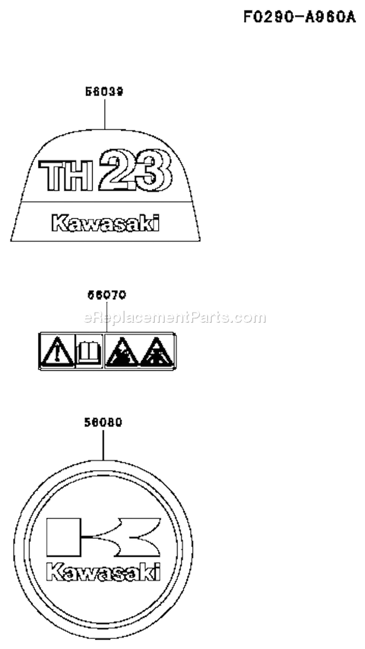 Page G Diagram and Parts List for TH023V AS50 Kawasaki Engine